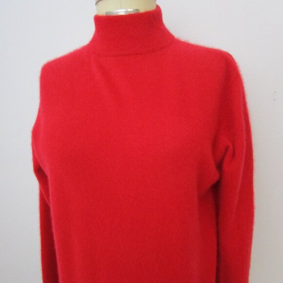 Mock CASHMERE Turtleneck Pullover Knit Sweater Red Vintage - Picture 1 of 9
